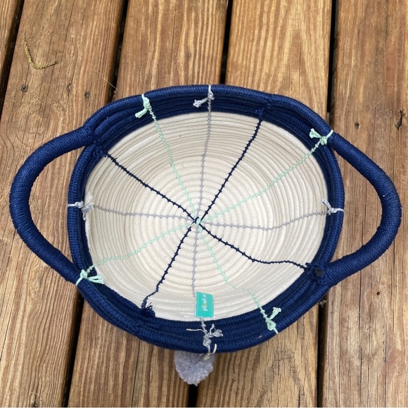Pillowfort Cream & Navy Woven Cord PomPom Baskets 7” Diameter SET of 3 - Picture 6 of 9